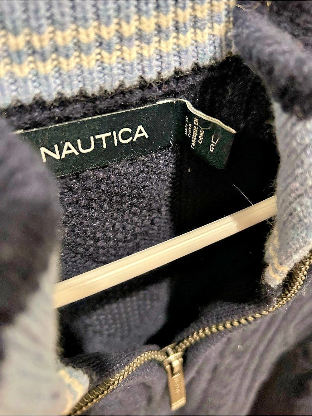 Nautica Cable Knit Quarter-Zip Sweater Size Large
